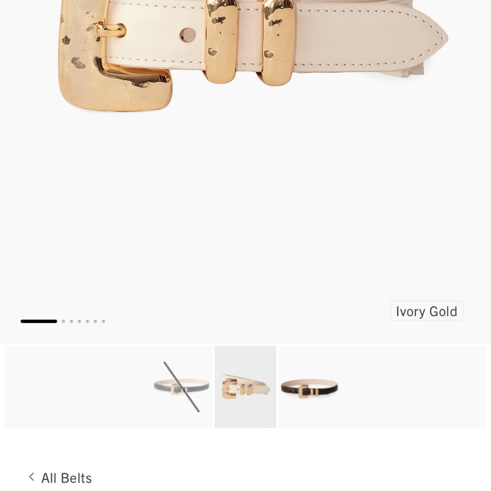 Dehanche Tetra Gold Buckle Cream Belt XS - Picture 4 of 5